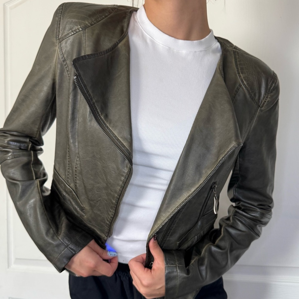 Nordstrom Dark Olive Leather Jacket